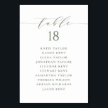 Taupe Green Minimalist Script Wedding Seating Plan Table Number<br><div class="desc">Add a touch of charm to your event with our customisable table seating cards, designed with delightful whimsical script. Perfect for weddings, parties, or any special gathering, these cards will help guide your guests to their seats in style. Customise each taupe green table seating card with guest names and table...</div>
