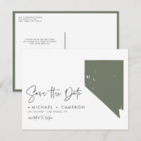 Taupe Green Nevada State Map QR Code Save the Date