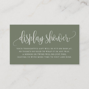 Taupe Green Pretty Script Display Shower Enclosure Card