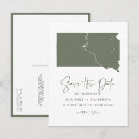 Taupe Green South Dakota Map QR Code Save the Date