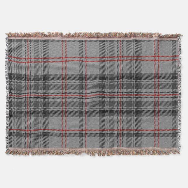 Taupe Grey Black Red Giant Tartan Plaid Throw Blanket (Front)