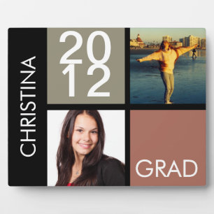 Taupe grey colour block class year graduation plaque