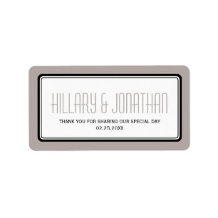 Taupe grey rectangular frame wedding favour labels