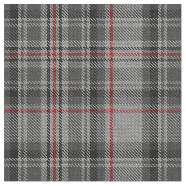 Taupe Grey Red Black Tartan Plaid Fabric (Close Up)