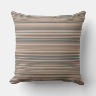Taupe & Grey Simple Modern Striped Pattern Cushion