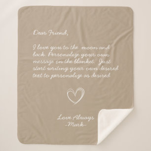 Taupe Handwritten Personalized Message Friends  Sherpa Blanket