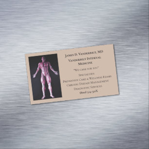Taupe Human Body Internal Medicine Doctor Medical Magnetic Business Card
