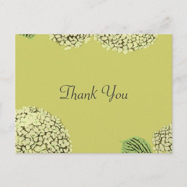 Taupe Hydrangea Thank You Post Card (Front)
