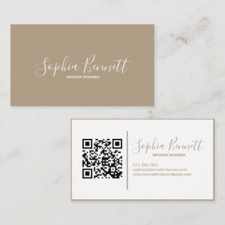 Taupe I Modern & Minimalist QR Code Business Card