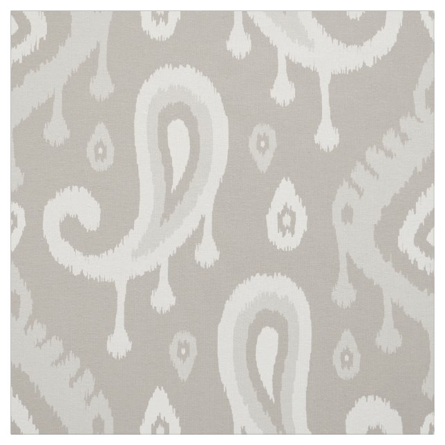 Taupe Ikat Paisley Large Scale Fabric (Swatch)
