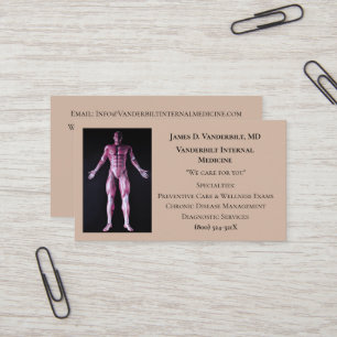 Taupe Internist DR Human Body Internal Medicine  Business Card