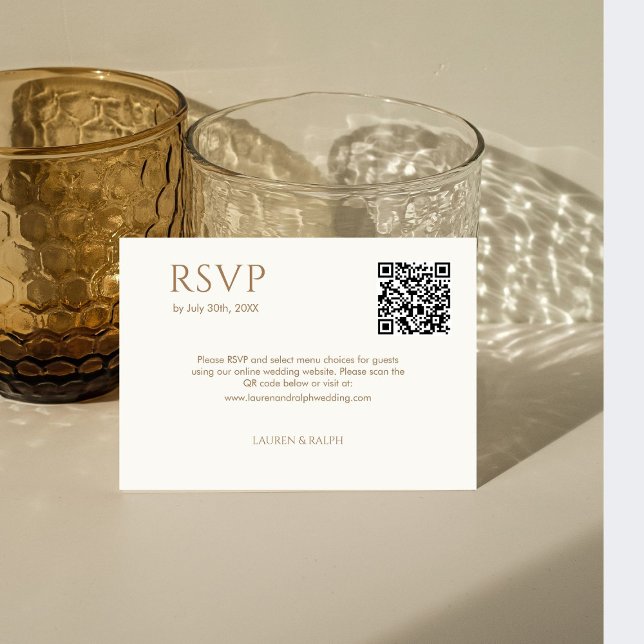 Taupe & Ivory Couple Monogram QR Wedding RSVP (Creator Uploaded)