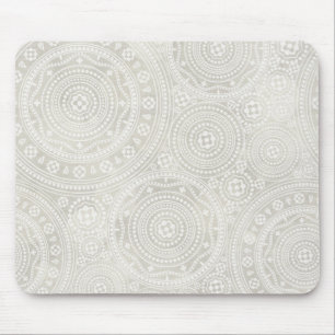 Taupe Ivory Lace Doily Neutral Mandala Print Mouse Pad