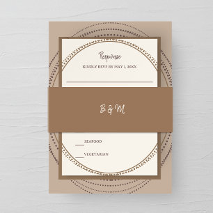 Taupe & Ivory Wedding Invitation Belly Band