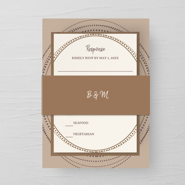 Taupe & Ivory Wedding Invitation Belly Band (Creator Uploaded)