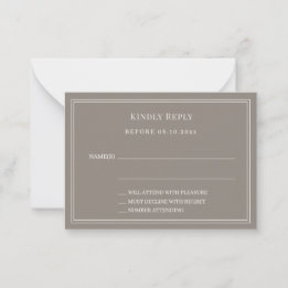 Taupe ivory wedding response RSVP Card