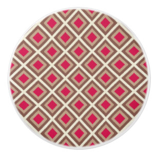 Taupe, Light Taupe, Hot Pink Ikat Diamonds STaylor Ceramic Knob