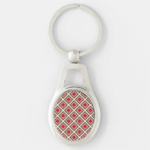 Taupe, Light Taupe, Hot Pink Ikat Diamonds STaylor Key Ring