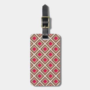 Taupe, Light Taupe, Hot Pink Ikat Diamonds STaylor Luggage Tag