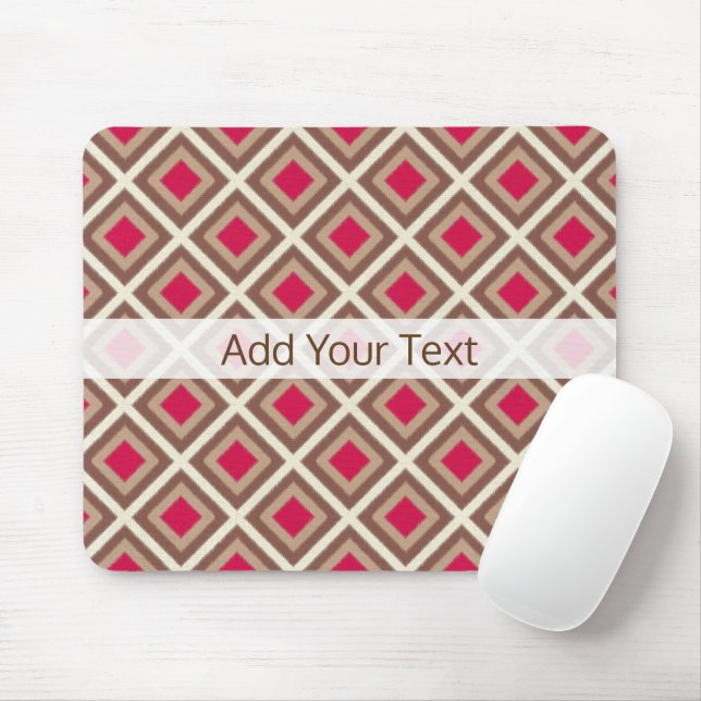 Taupe, Light Taupe, Hot Pink Ikat Diamonds STaylor Mouse Pad (With Mouse)