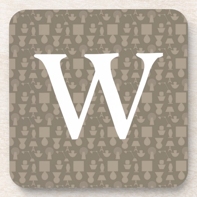 Taupe Light with custom Monogram Coaster (Front)