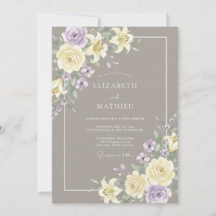 Taupe Lilac Warm Rose Wedding Invitation
