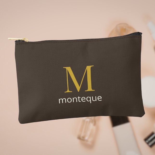 Taupe Luxury Personalized Monogram Gift For Her Accessory Pouch (Creator Uploaded)