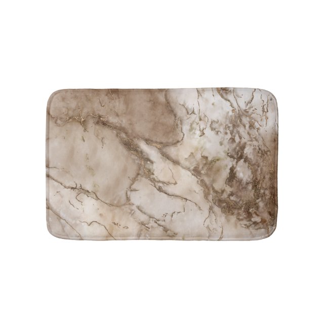 Taupe marble and gold abstract bath mat (Front)