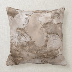 Taupe marble and gold abstract throw pillow