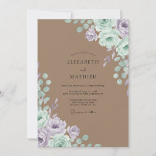 Taupe Mauve Petal Wedding Invitation
