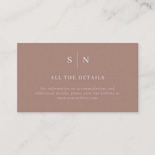 Taupe Minimal and Chic | Wedding Details Enclosure Card (Front)