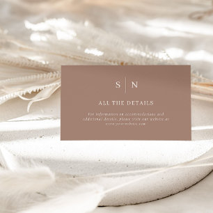 Taupe Minimal and Chic Wedding Details Enclosure Card
