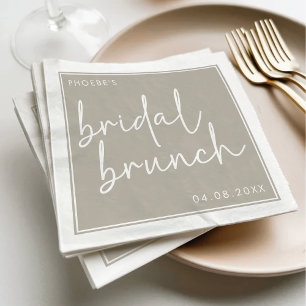 Taupe Minimalist Script Bridal Brunch Napkin