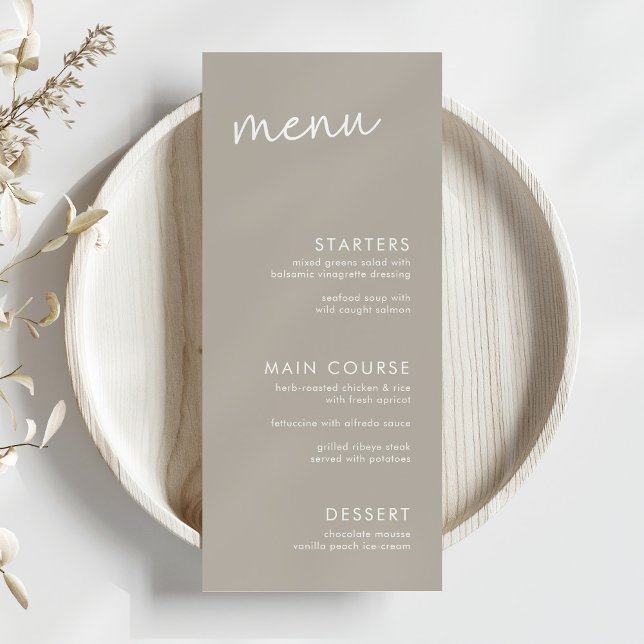 Taupe Minimalist Script Bridal Shower Menu (Creator Uploaded)