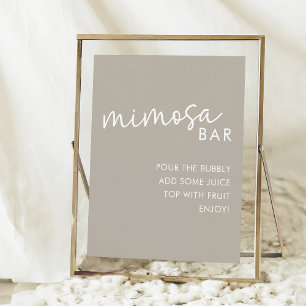 Taupe Minimalist Script Bridal Shower Mimosa Bar  Poster