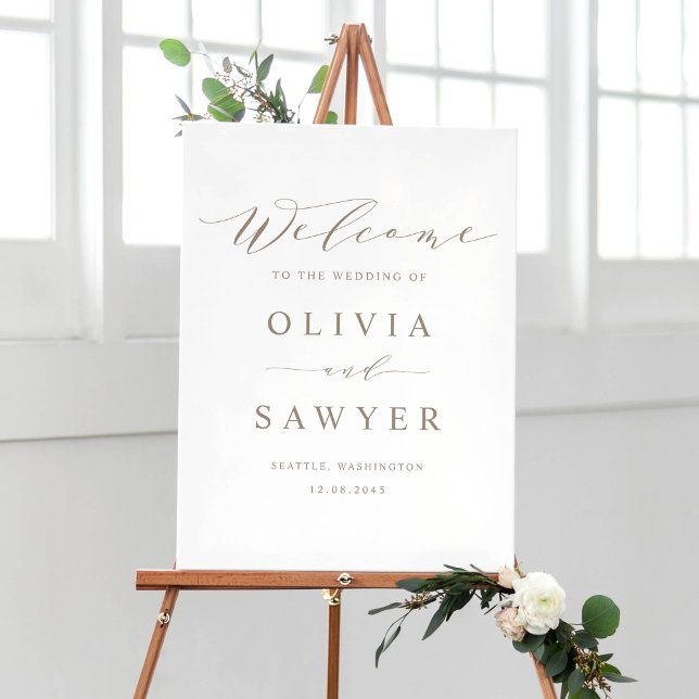 Taupe Minimalist Script Wedding Welcome Poster (Creator Uploaded)