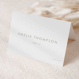 Taupe Minimalist Wedding Meal Choice Place Card