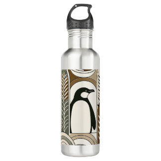 Taupe Mocha Abstract Grain Arcs Pattern Penguin 710 Ml Water Bottle