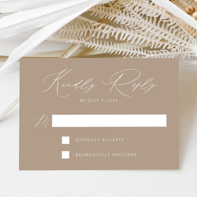 Taupe Modern Elegance Wedding RSVP Card (Creator Uploaded)