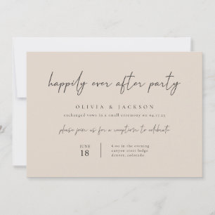 Taupe Modern Happily Ever After Party Invitation