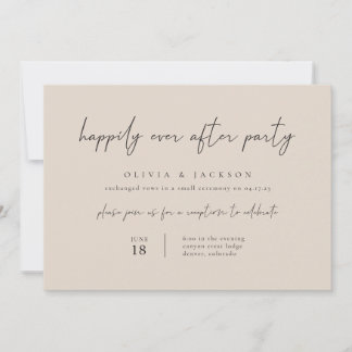 Taupe Modern Happily Ever After Party Invitation