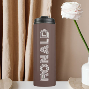 Taupe Modern Typography Personalised Name Thermal Tumbler