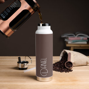 Taupe Modern Typography Personalised Water Bottle