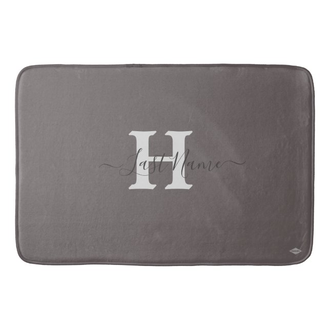 Taupe Monogram Bath Mat HAMbyWG (Front)