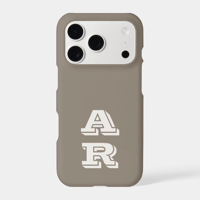 Taupe Monogram Ivory Initials Minimalist Neutral  (Back)