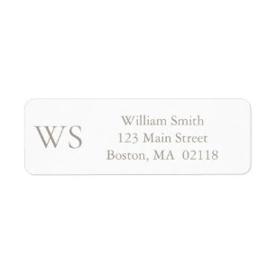 Taupe Monogram Return AddrReturn Address Label