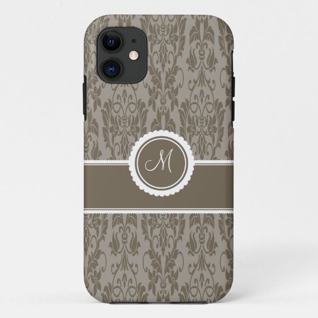 Taupe Monogrammed Damask Case-Mate iPhone 5 Case (Back)