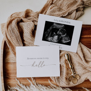 Taupe Muted Grey Ultrasound Photo Pregnancy Card