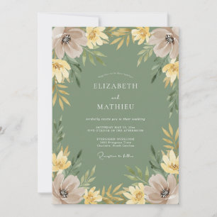 Taupe Ochre Petal Wedding Invitation