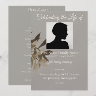 Taupe order of service invitation